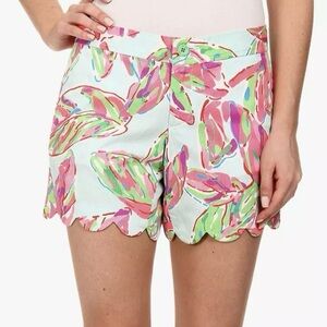 Lilly Pulitzer In The Vias Buttercup Scalloped Shorts XXS 00 Vacay Resort Beach